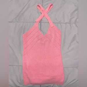 Pretty pink open back top tie top